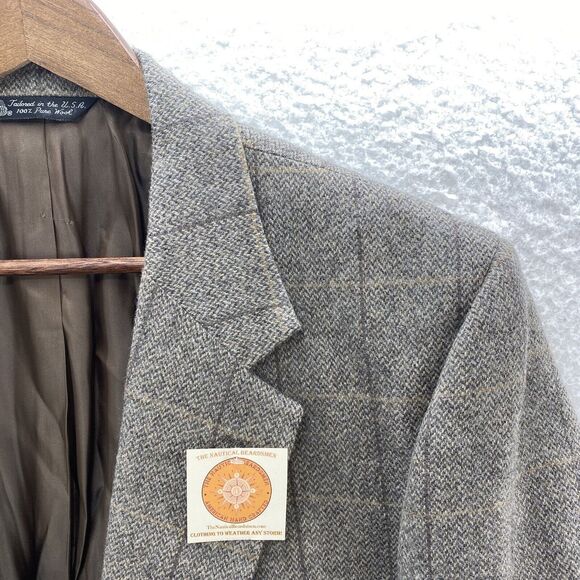 Kingsridge Madden Tweed Herringbone Blazer Men's 45R Tan Wool Preppy USA NWT - Picture 5 of 16